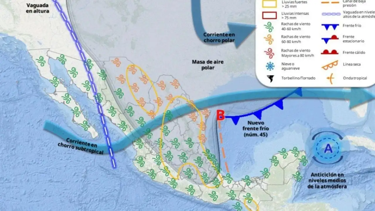 Cold front 45 shakes Mexico with heavy rains and polar air